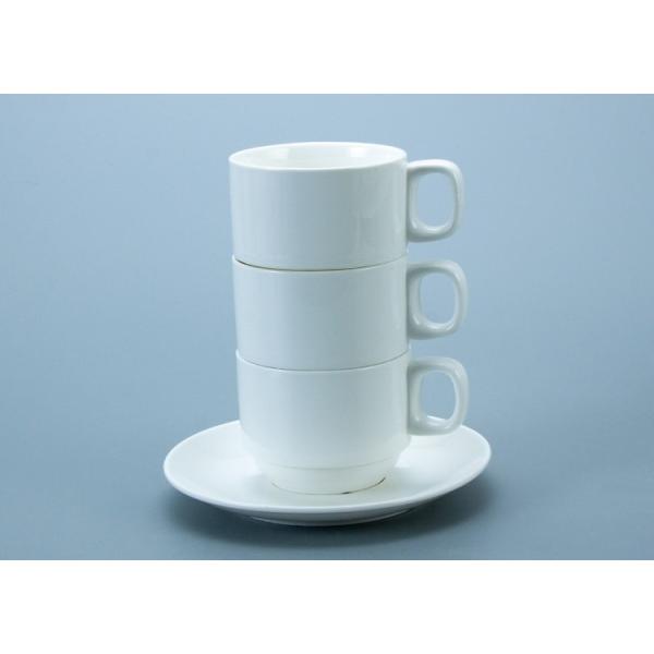 Buy SGS White Stackable Ceramic Mug Cup With Handle at wholesale prices