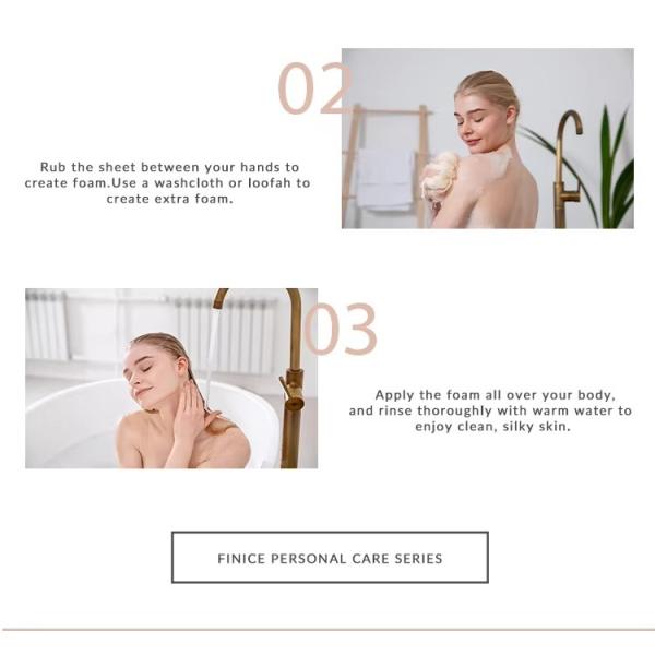 Custom Shower Sheets Lightweight And Compact Body Wash Sheets Biodegradable