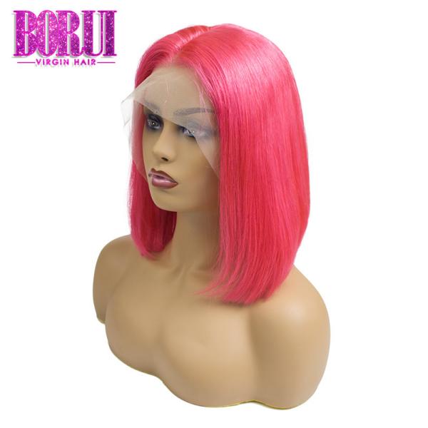 Brazilian Colored Bob Wig , Rose Red Wig13*4 Virgin Hair Full Cuticle Aligned