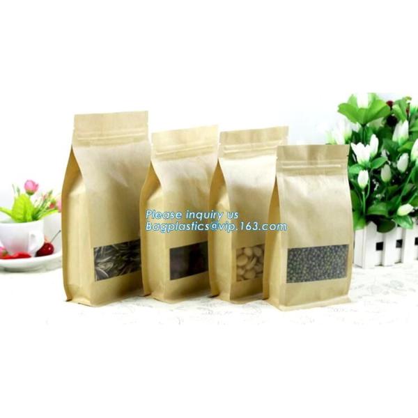 Food Grade Packaging Biodegradable Kraft Paper Rice Paper Bag,1kg 5kg food grade Rice package brown kraft paper packagin
