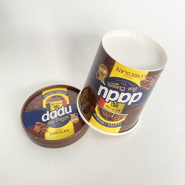 Disposable Ice Cream Paper Cup With Lid 17 Ounce 520ml Single Wall Container