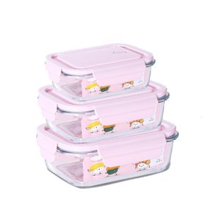 Airtight 410ml 680ml Glass Food Container With Leak Proof Lid