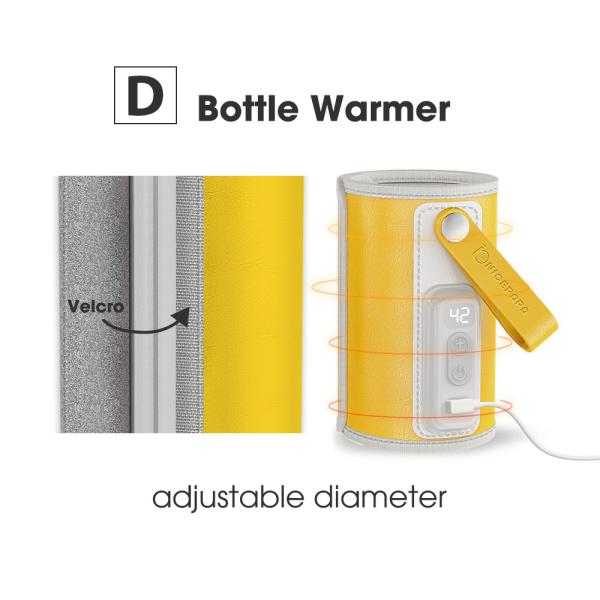 USB C Adjustable 5 Level Temperature Control Bottle Warmer Velcro For Car Travel