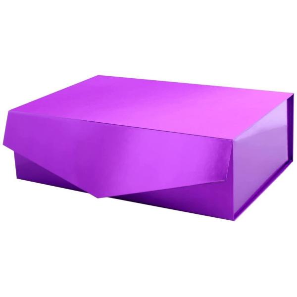 Large Gift Box with Lid, Easy Folding Cardboard Box Glossy Storage Box with Magnetic Closure for Garments/Shoes Packaging