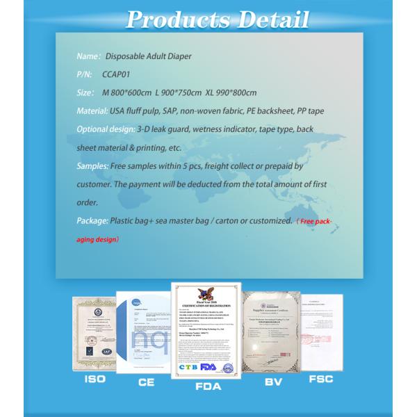 Adults Ultra Thick Printed Disposable Adult Baby Diaper with 3D Leak Prevention Channel