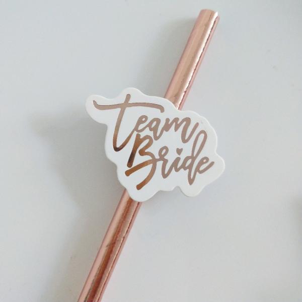 197mm 6mm Team Bride Wedding Rose Gold Biodegradable Paper Straws