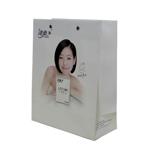 White Paper Carrier Bag Cotton Rope With Shining Logo for Comestic Personized Size