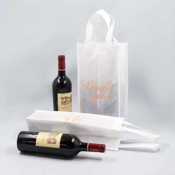 Custom Promotion Gift Bag , Reusable Non Woven Wine Bags 6 Bottle Tote