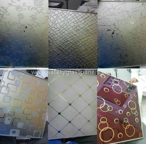 Decorative Annealed Float Figured Glass Laminated with Embossed Pattern , Dark Grey