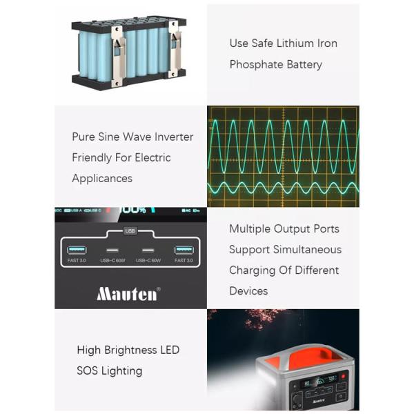 Multifunction Pure Sine Wave Portable Power Station 700W 267*220*170mm