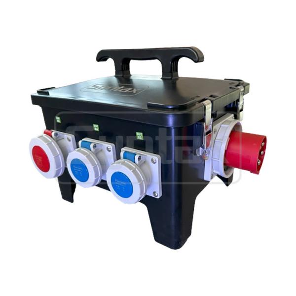 Syntax MP24 Event Power Distro Box 63A 3pH+N+E 400V Black Bespoke Socket Board
