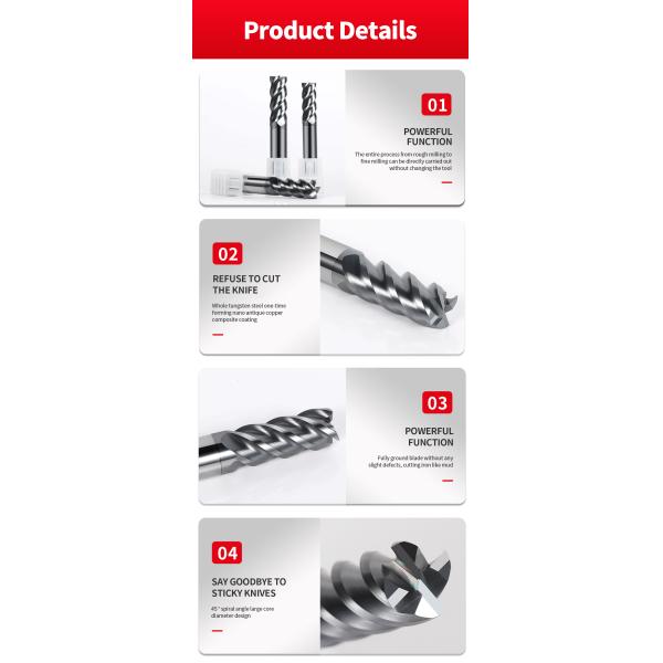 45 Angle OEM Metal Milling Cutter Metalworking 4 Flutes Milling Cutter
