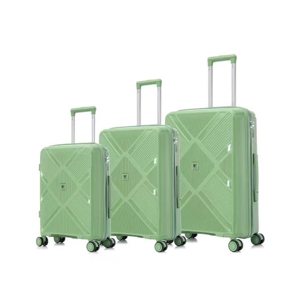 Green PP Modern Style Luggage Sets Durable Hard Shell Suitcase Waterproof Travel Cabin Luggage