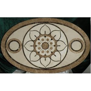 Parquet, natural stone parquet, engineered stone water jet medallion
