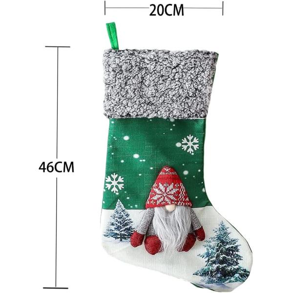 Christmas Stockings 3Pack, 18" Large 3D Gnome Santa Xmas Stockings Decorations with Plush Faux Fur Cuff,
