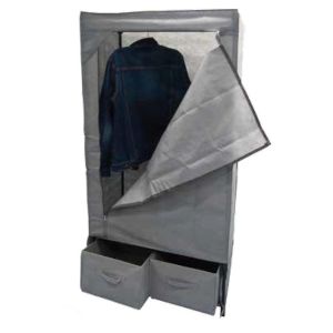 Quality Grey 10KG Non Woven Fabric Wardrobe With 2 Drawers for sale