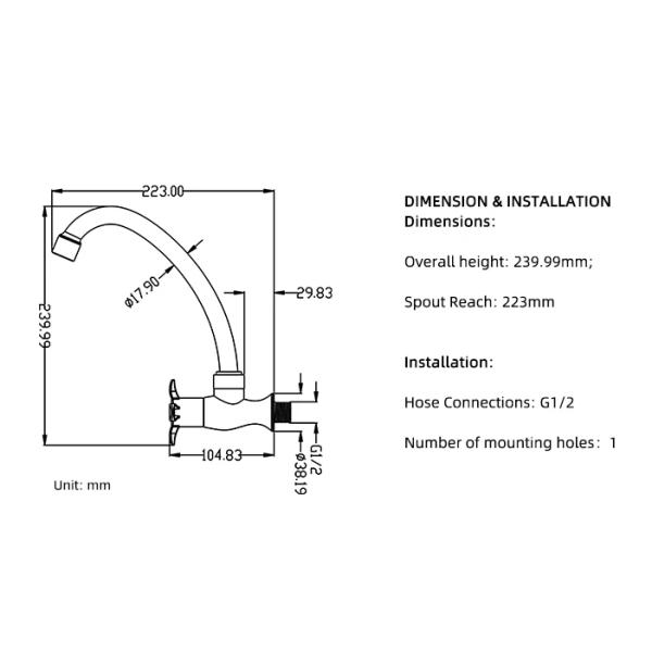 Plastic Kitchen Tap Sink Faucet Extension Hose With Wall-Mounted Installation Type