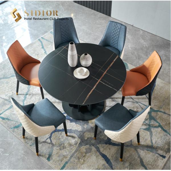 Hot Sell Dining Table, Restaurant Table Desk, Buffet Dinning Table, Canteen Table, Man Made Marble Top, Metal Base