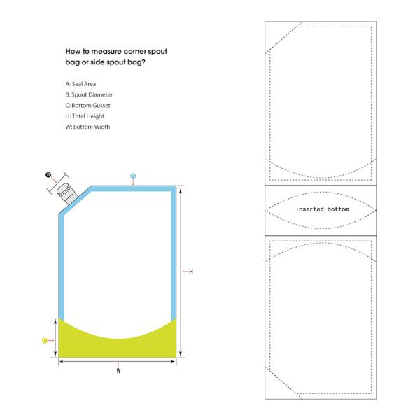 Detergent Reusable Stand Up Pouch Plastic Custom Spout Pouches