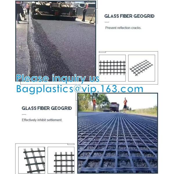 Fiber Geogrid For Road Building Construction Fiberglass Biaxial Geogrid With Nonwoven Geotextile Soil Stabilization