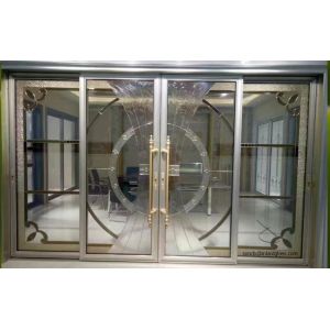 Quality Leaded glass in aluminum sliding door for sale