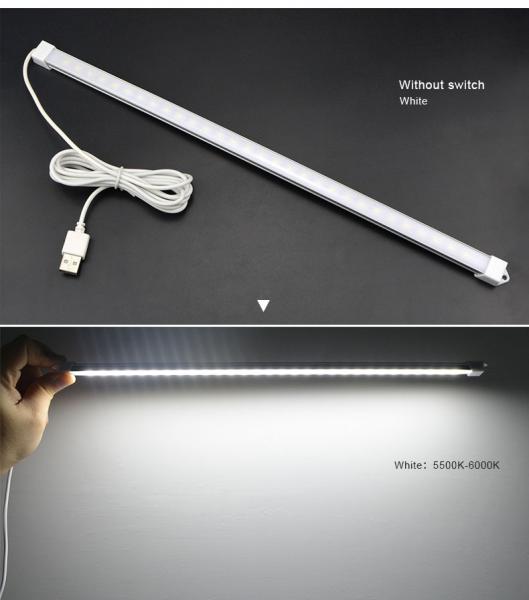 Portable USB LED Cabinet Light DC 5V Hard wall lamp tube Reading Desk light with button switch on/off For Kitchen Night