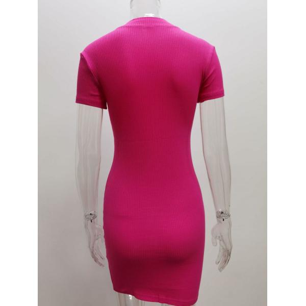 Spring Women New High-Necked Short-Sleeved Dress Bodycon Casual Zip up Custom Logo Comfortable Breathable Dress