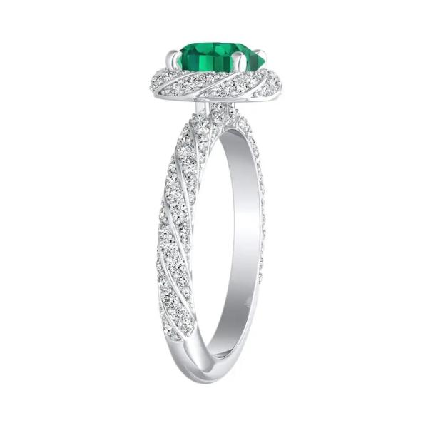 Halo Jewelry Round Cut Wedding Rings Lab Created Green Emerald Engagement Ring