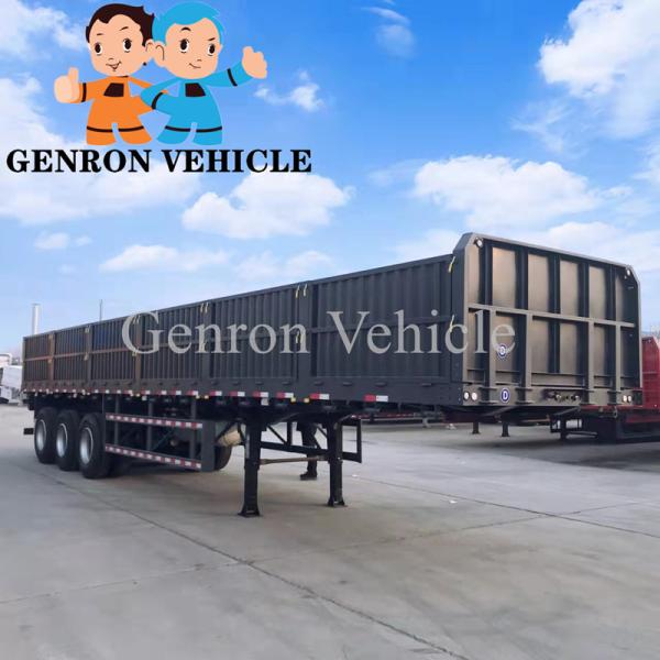 35 Tons 3 Axles Drop Side Semi Trailer Trucks Mechanical Suspension