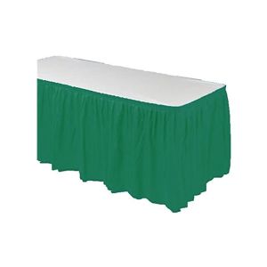Quality Ruffled Disposable Plastic Table Skirts With Built - In Adhesive Line for sale