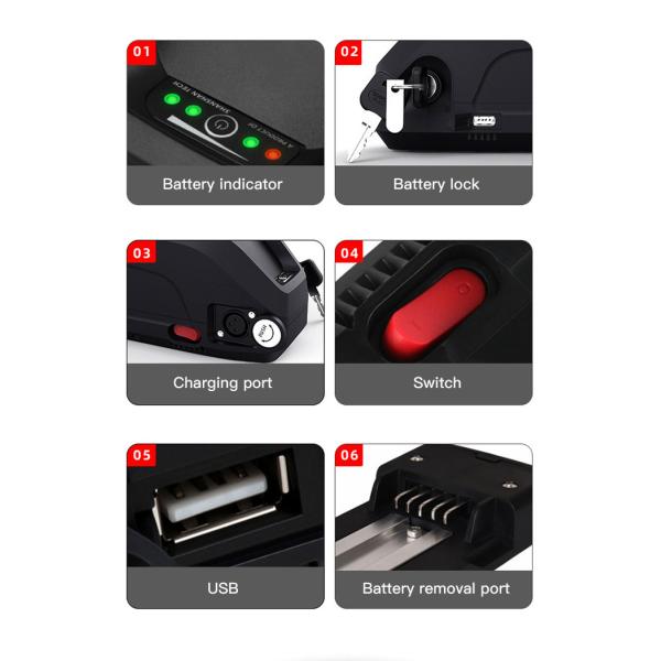 Large Capacity 36v Ebike Battery Pack Power Lithium Battery For Mountain Bicycles Snow Bikes