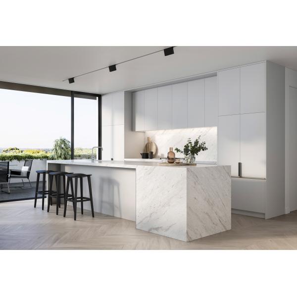 Assemble Custom L Shaped Lacquer White Shaker Kitchen Cabinets