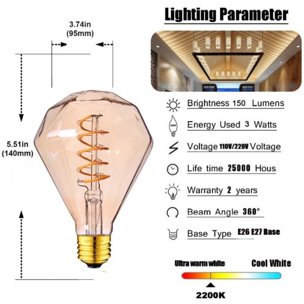 110v 220v Spiral Vintage Retro Lamp T185 G80 Ascher E26 Decorative Bulb