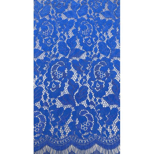 Blue Lace Embroidered Fabric Floral Patterns Laser Hollow-up For Party Dresses Clothing