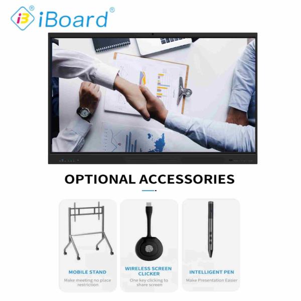 LED Interactive Smart Board 65 Inch 4K UHD Display with Touch Android 14 Built-in Camera Mic PC Speaker WiFi Perfect for School Teaching, Conference &