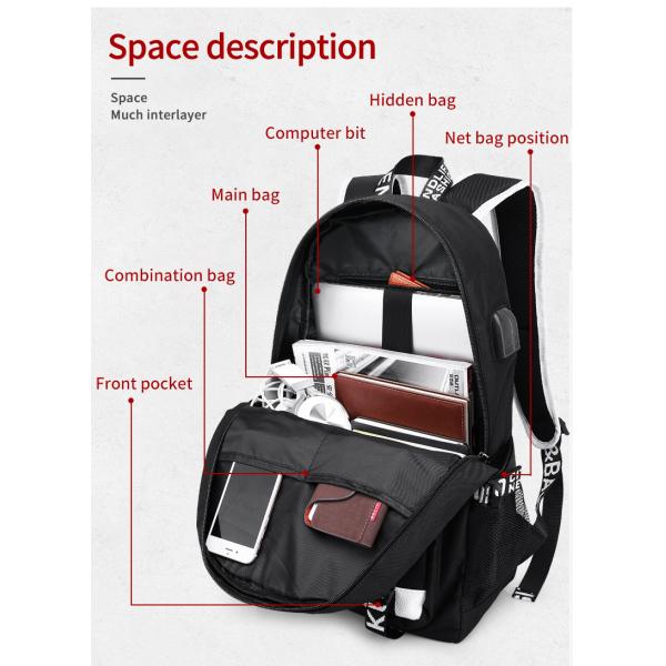 Factory wholesale custom fluorescent logo boys waterproof bookbag durable luminous student school bags backpack for men