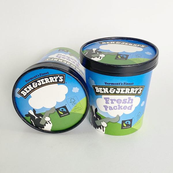 Customized Paper Ice Cream Tubs With Lids , 28oz 750ml Frozen Yogurt Paper Cups