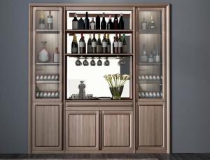 China Custom Public aera Furniture Walnut wood Built in Wall Wine Display Cooler and Hall Concierge cabinet on sale