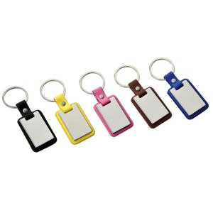 China Rectangle PU Leather Key Chain Custom Logo Debossing / Digital Printing on sale