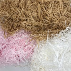 Christmas Present Wrapping Accessories , White Pink Filling Raffia Coloured