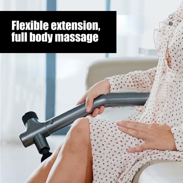 Handle impact massage gun deep tissue muscle back massager handheld pain relief portable mini long handle fascia gun