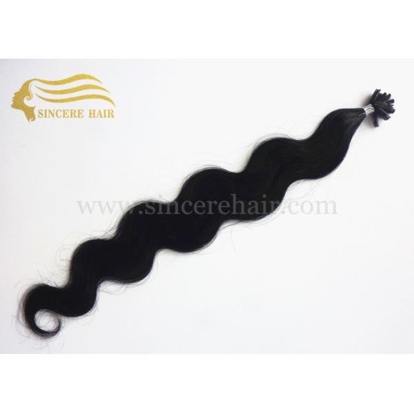 26" long black body wave Italian keratin fusion u tip remy human hair extensions 1.0 gram for sale 24" 60 CM Long Light Brown Remy Human Hair Weave Weft Extensions 100 Gram / Piece For Sale