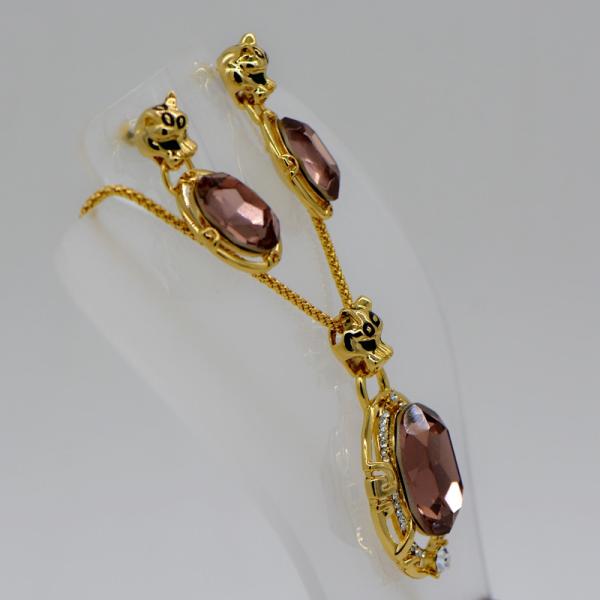 Fashion luxury crystal Necklace Set 18K Real Gold Plated Necklace pendant Earrings