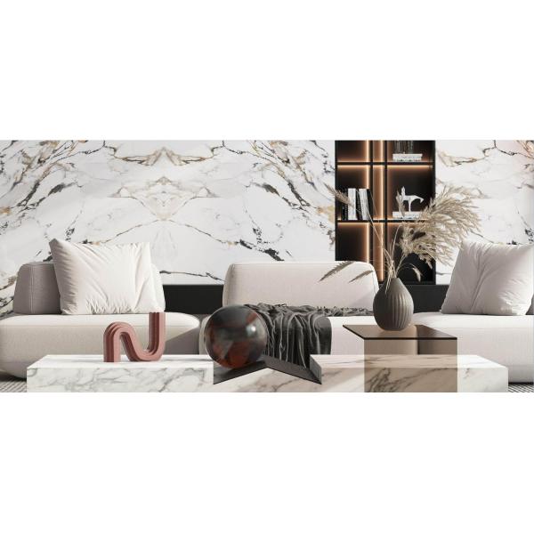 12mm Glazed Porcelain Tile Gilt Years Grey Polished Slate Marble Slab 1600