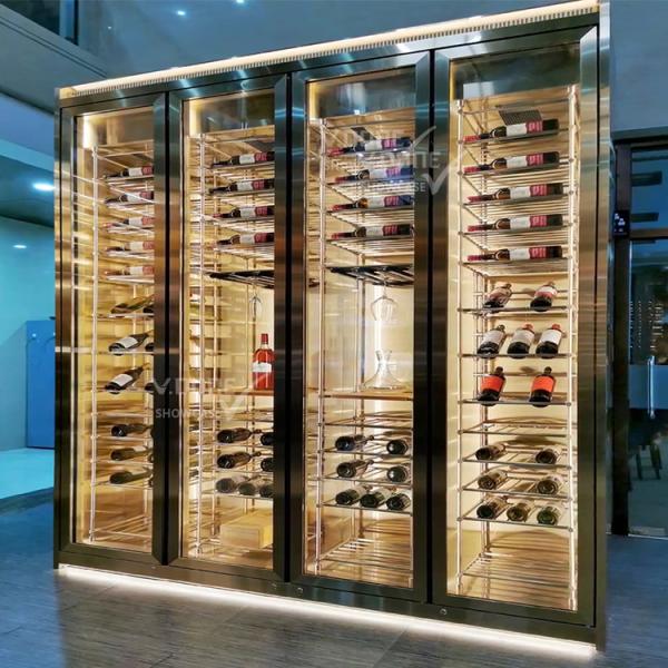 Commercial Cooling Metal Stainless Steel Wine Cabinet Display Racks