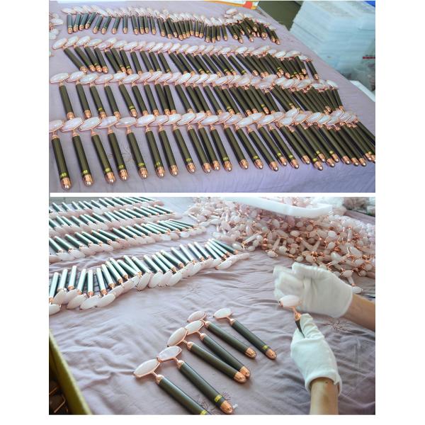 47mm Mini Waterproof Natural Face Jade Rollers Electric Vibration