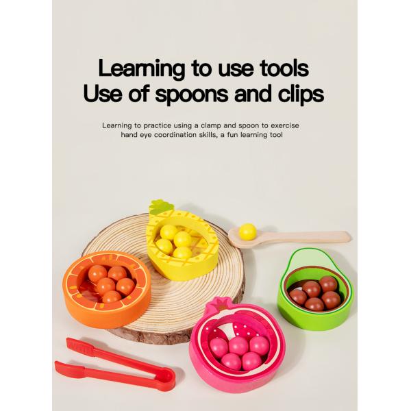 Wholesale Fruit Color Matching Bead Game Wooden Kitchen Toy Pretend Play Toy Early Educational Toys