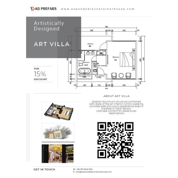 Art Villa Prefab House , Waterproof Resort Beach House, Smart Interior and Modular House