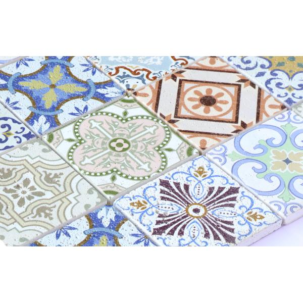 Decorative and Flower Retro Square 300x300mm Natural Stone Mosaic For Swimming Pool