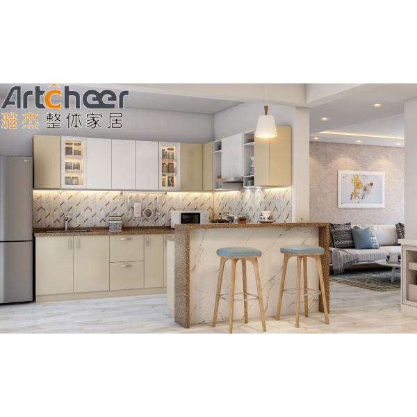 Market Oak Frame kitchen cabinet u shape design with Particleboard Door and Organizer